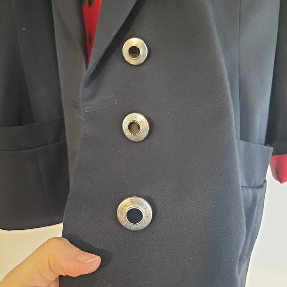 Black blazer with red printed lining sz M - Picture 9 of 9